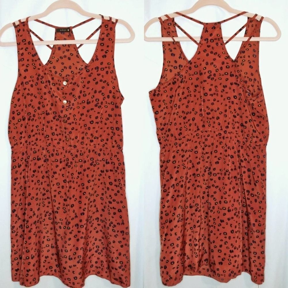 Edge Orange Sleeveless Leopard Print Empire Waist Dress